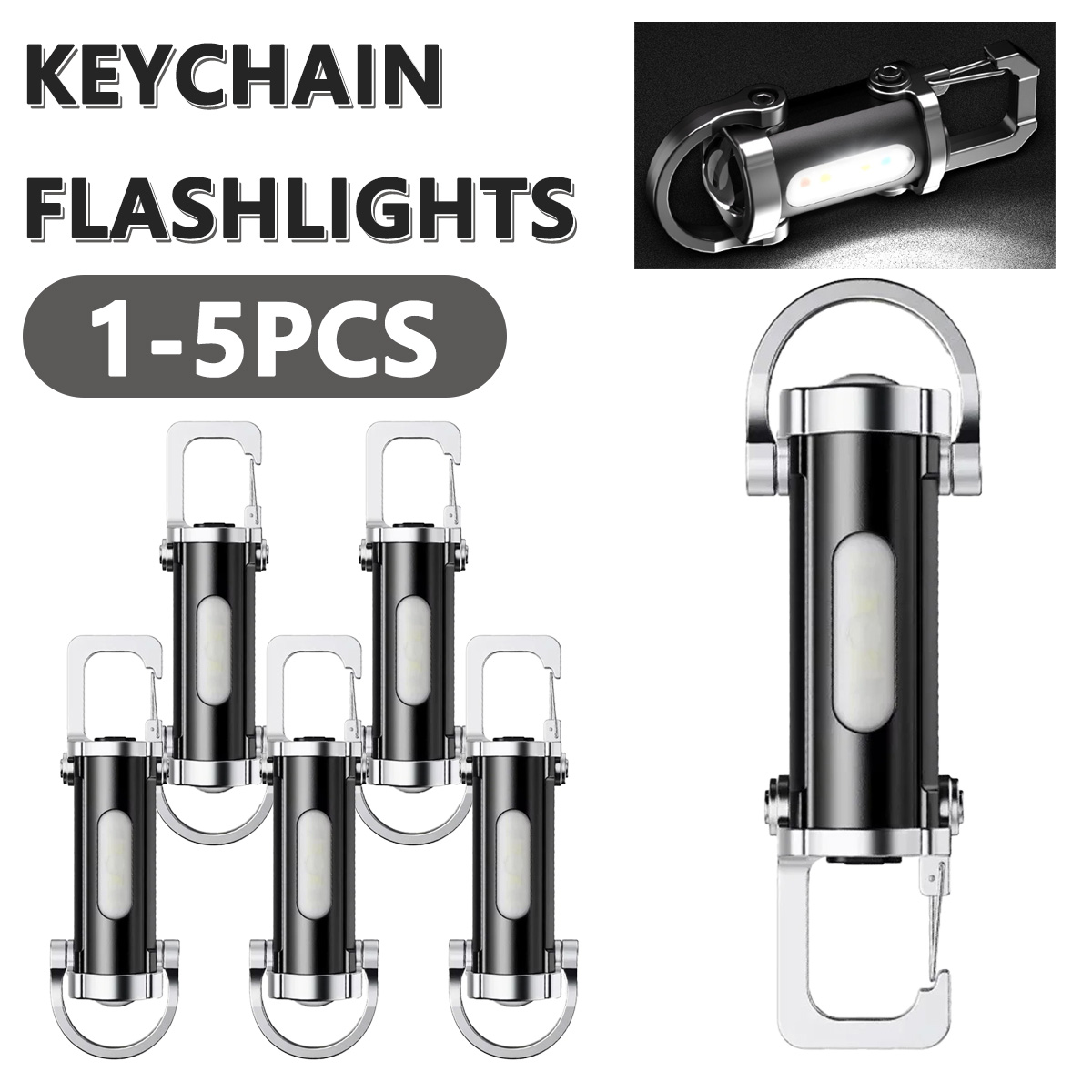 Keychain Flashlight - 강력한 EDC LED 손전등 키체인 충전식