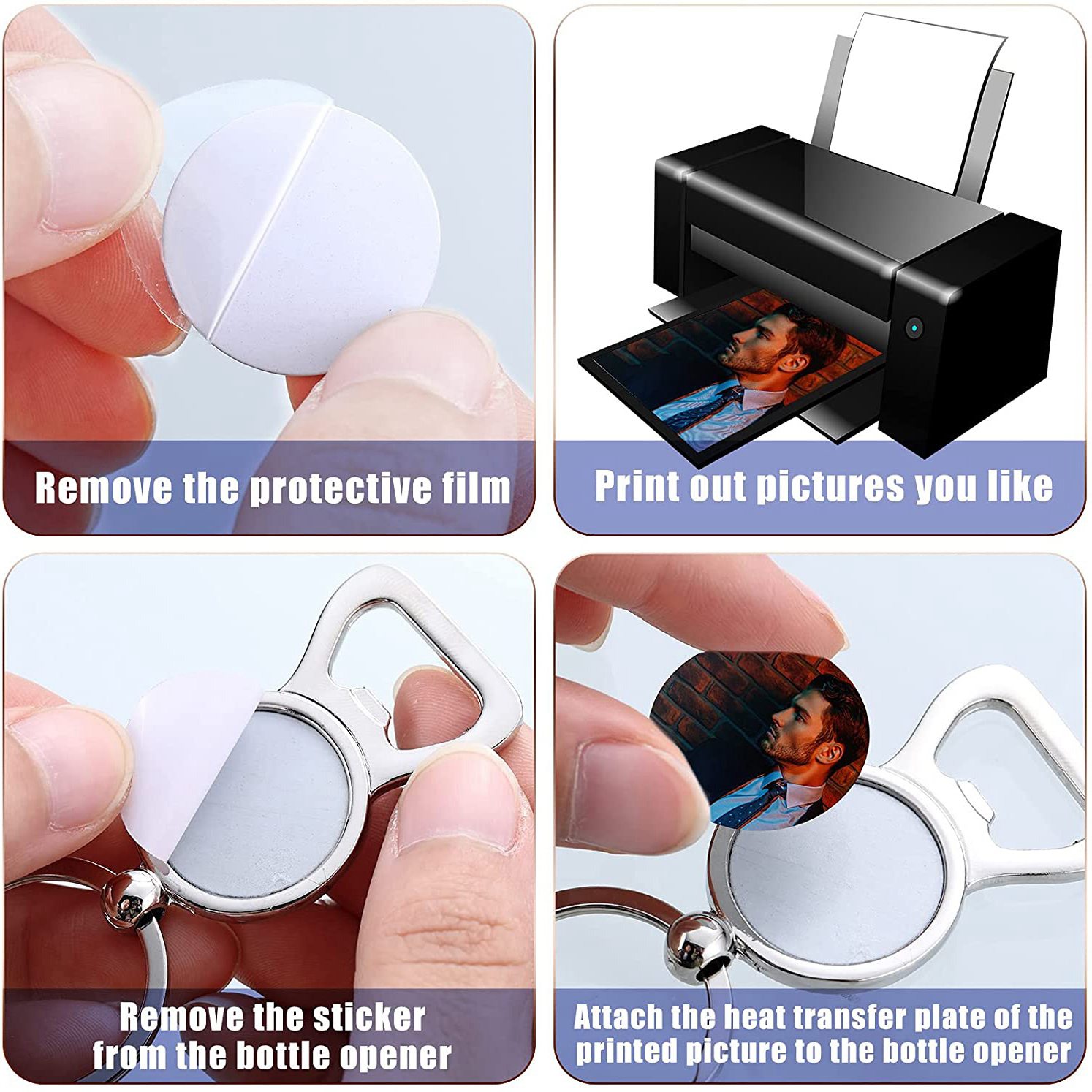 Bottle Opener Keyring - AED7-10개 승화용 블랭크 키체인, 승화용 금속