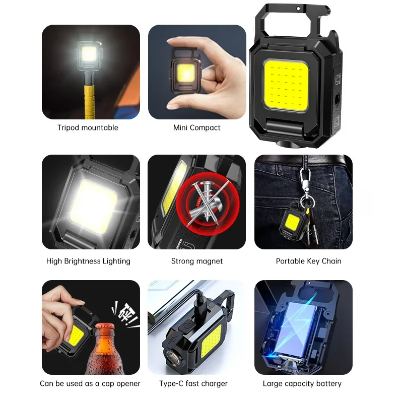 미니 손전등 키체인 라이트 COB 작업등 USB 충전식 - Keychain Flashlight 리뷰 및 가격